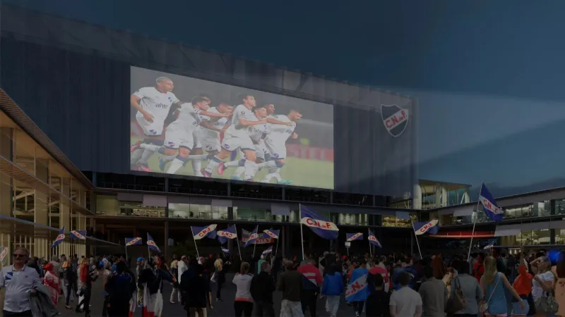 Render de la pantalla exterior y la Plaza del Hincha