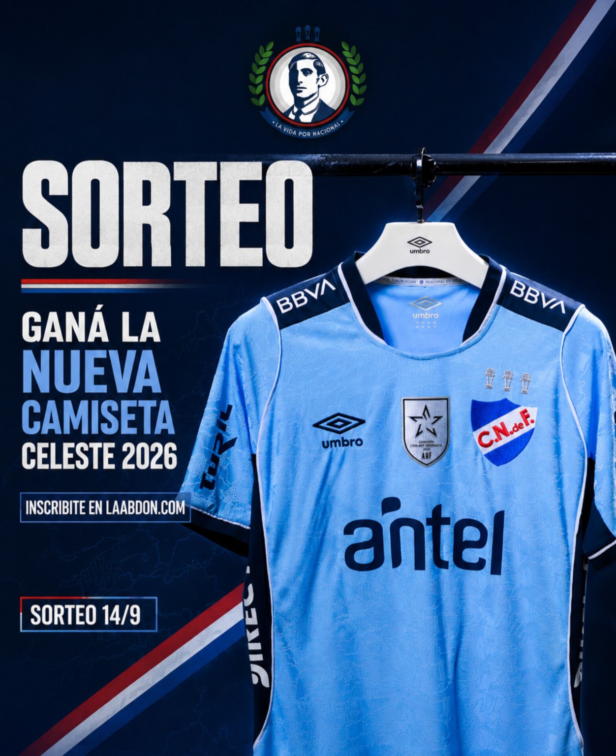 Sorteo de la nueva Camiseta Celeste 2026 de Nacional