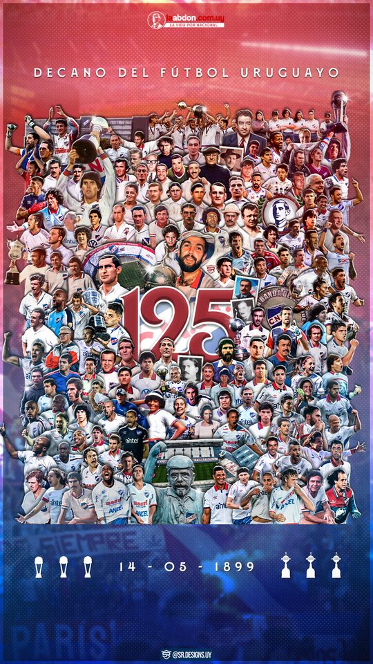 Wallpaper histórico por los 125 años del Club Nacional de Football