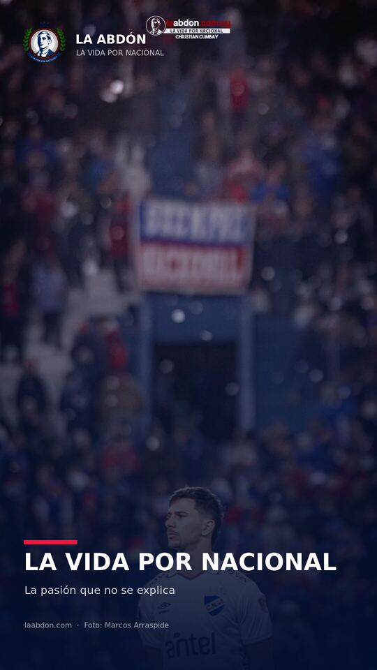 Wallpaper de La Abdón con un futbolista de Nacional y la tribuna de fondo